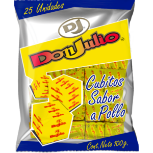 Bolsa que contiene cubitos de pollo don julio
